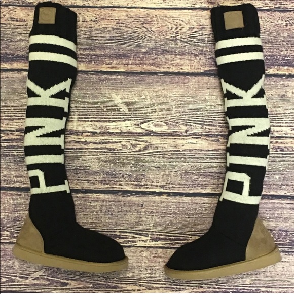 PINK Victoria's Secret Shoes - 💕PINK Victoria's Secret Mukluks Black Sz 5/6